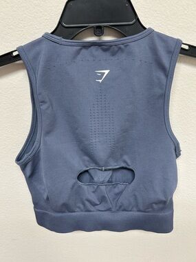 Gymshark Seamless Crop Tank Top Outdoor Gym Sports Bra Stretch Keyhole S Gray
